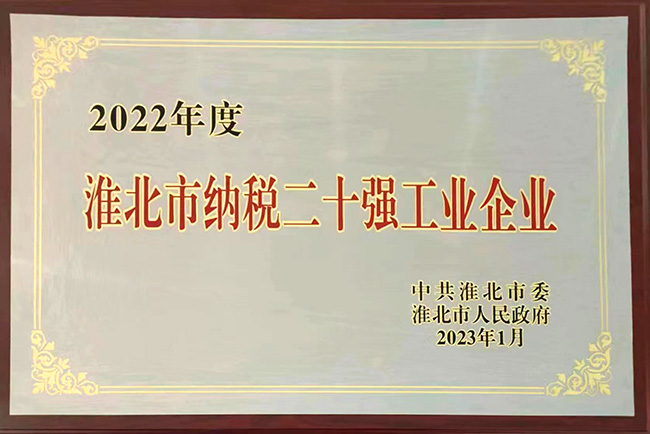 2022年度淮北市纳税二十强工业企业